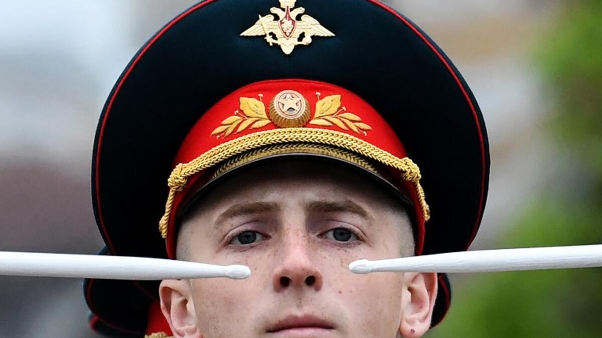 A Russian military band performs at Red Square during the general rehearsal of the Victory Day military parade in Moscow on May 6, 2018. Russia marks the 73rd anniversary of the Soviet Union's victory over Nazi Germany in World War Two on May 9.
Kirill KUDRYAVTSEV / AFP