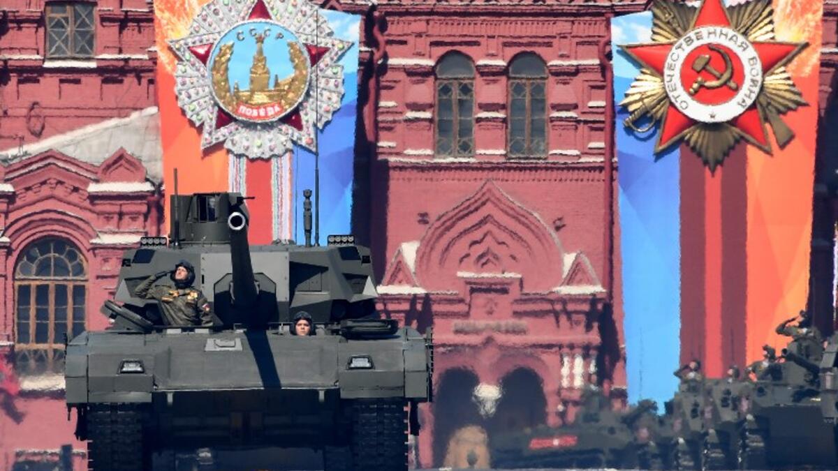 Russian T-14 Armata tanks parade through Red Square during the Victory Day military parade in Moscow on May 9, 2018. Russia marks the 73rd anniversary of the Soviet Union's victory over Nazi Germany in World War Two.
Kirill KUDRYAVTSEV / AFP