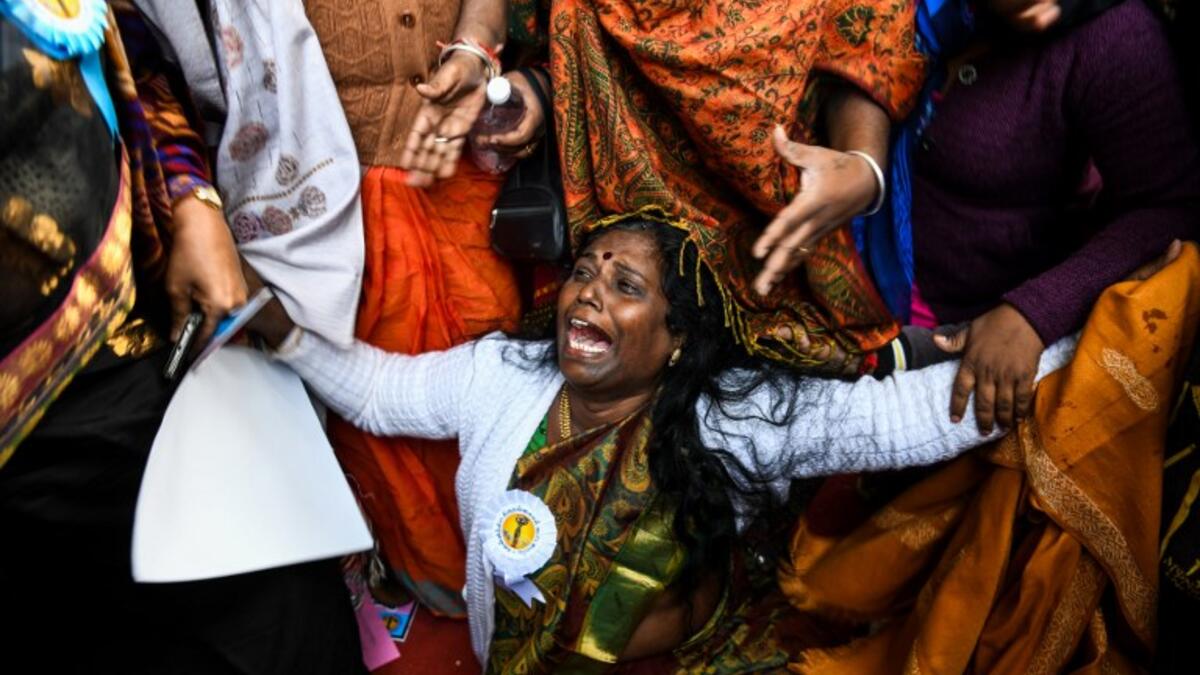 Members of the Indian transgender community take part in a protest against the Transgender Persons (Protection of Rights) Bill in New Delhi on December 28, 2018.
CHANDAN KHANNA / AFP