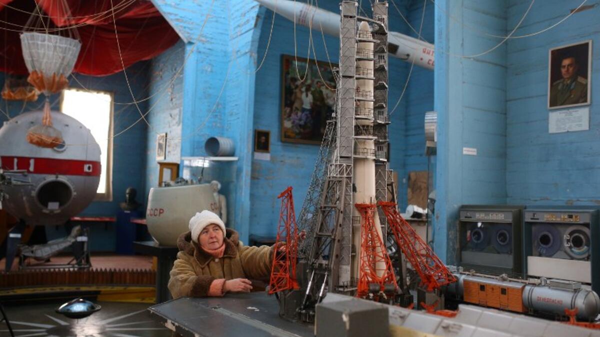 A guide waits for visitors at the space museum located in Saint Paraskeva church in Pereyaslav-Khemlnytsky, a small town some 80 kilometers southeast of Kiev on January 11, 2019.
ALEKSEY FILIPPOV / AFP