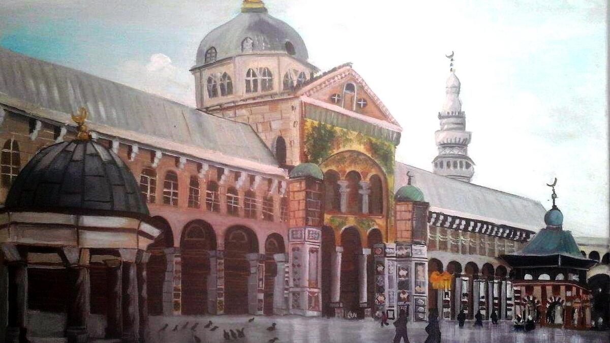 Umayyad-mosque-painting-UNESCO-world-heritage-site-Aleppo-Old-City-zaatari-camp-art-palmyra-2015