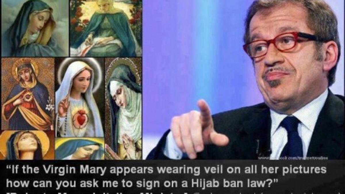 Italian-minister-roberto-maroni-virgin-mary-veil-burqa-ban-hijab