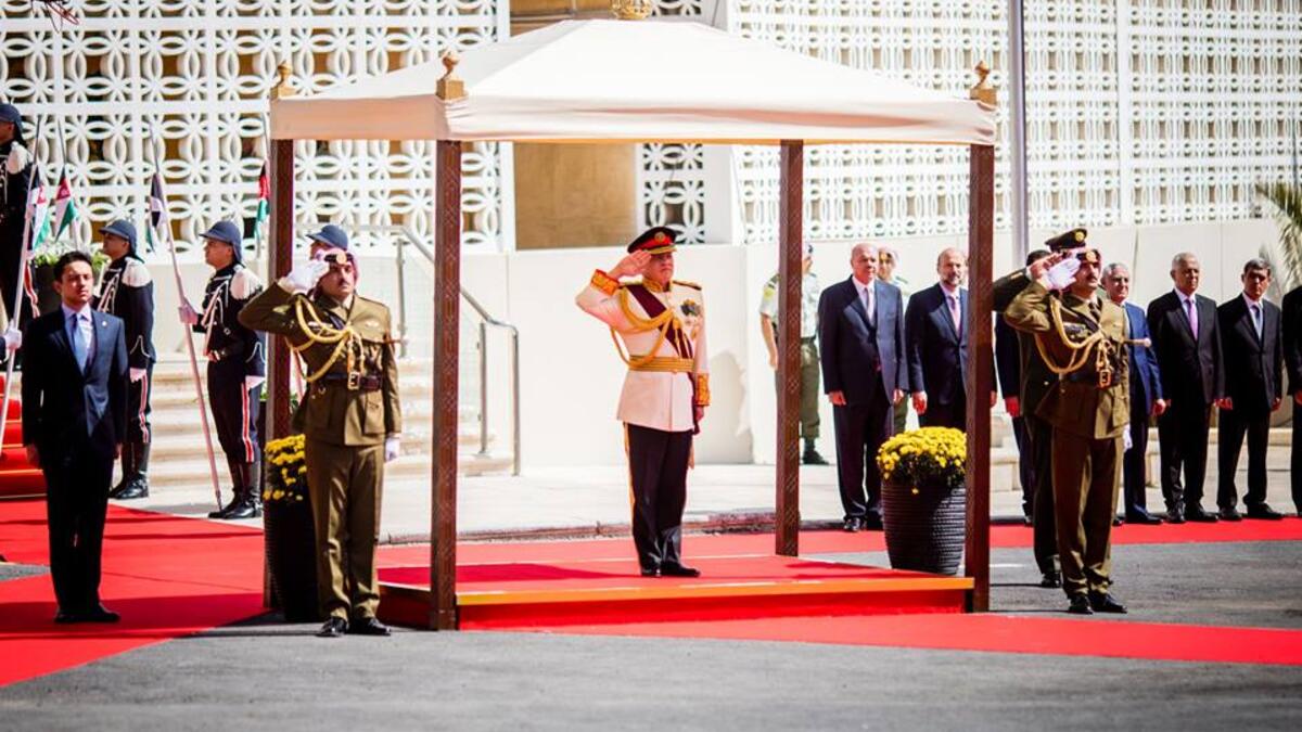 King Abdullah from the opening of the third ordinary session of the 18th Parliament. (Faceook/ @RHCJO)