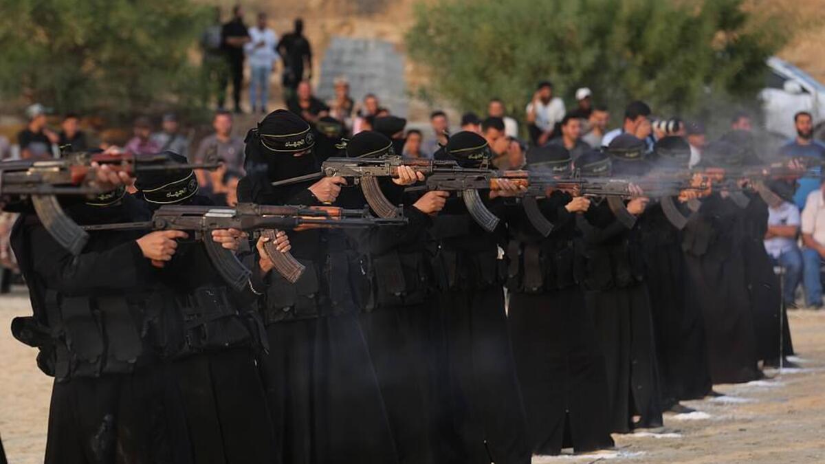 During the exercise the women showed off their close combat skills by firing rifles (APA)