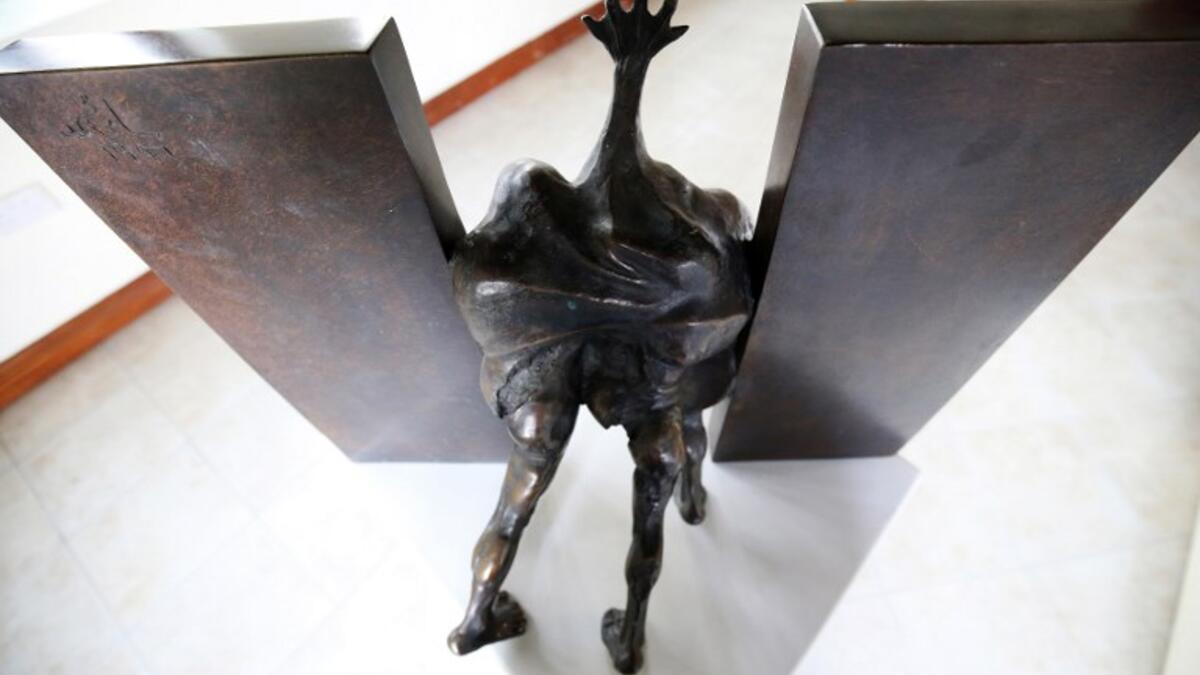 A picture taken at the Museum of Modern Art in Kuwait City on October 4, 2018, shows a sculpture by Kuwaiti artist Sami Mohammed. 
Yasser Al-Zayyat / AFP