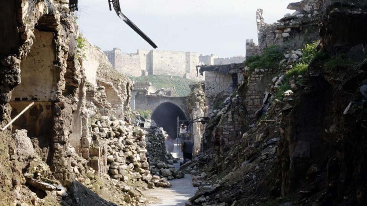 A general view shows the damaged inflicted on the Old Aleppo markets in the old quarter of Syria's second city of Aleppo 
LOUAI BESHARA / AFP