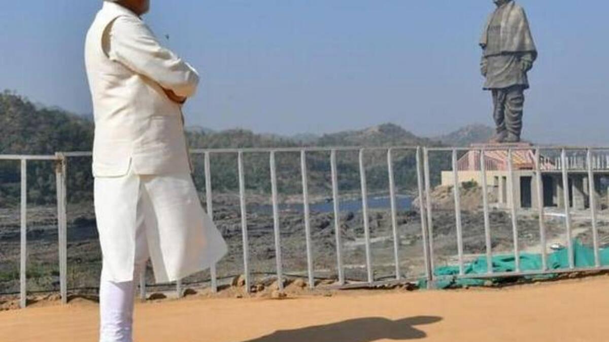 Indian PM Modi, today, dedicated to the nation a 182-metre statue of Sardar Vallabhbhai Patel, the tallest in the world. (Twitter)