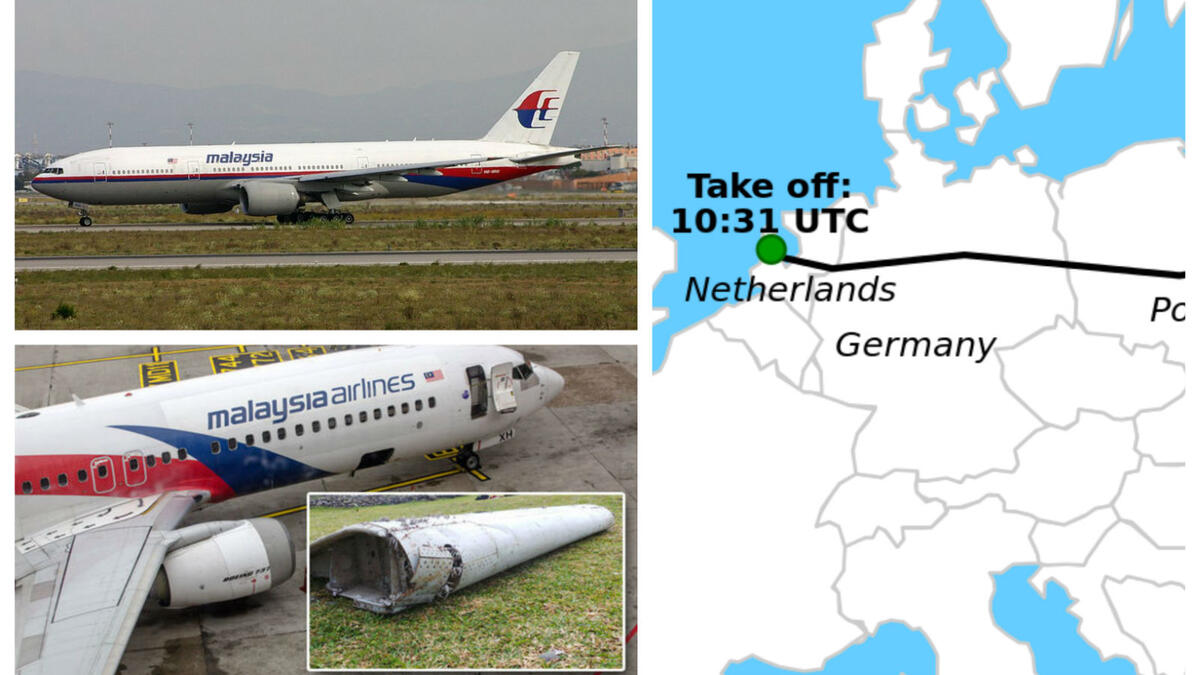 -يوليو/ تموز 2014: فقدت رحلة الطيران رقم 17 التابعة للخطوط الماليزية، إذ كانت طائرة من طراز بوينغ 777200 إي آر في رحلة من مطار سخيبول أمستردام إلى مطار كوالالمبور، وكانت تحمل 280 مسافرا و15 هم أفراد الطاقم حيث سقطت بالقرب من مدينة شاختارسك في منطقة أوبلاست دونيتسك في شرق أوكرانيا.