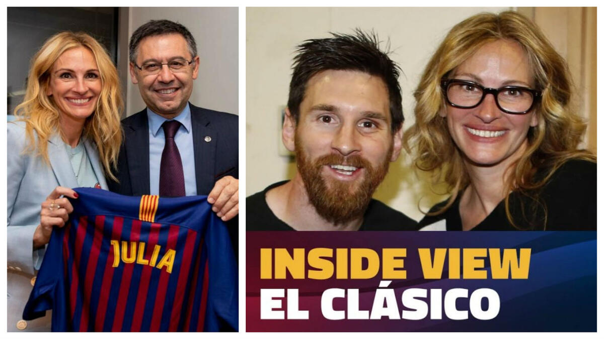 الممثلة الأمريكية "جوليا روبيرتس" معجبة جدًا بالنجم الأرجنتني "ليونيل ميسي" وفريقه، فقد تأثرت كثيرًا بعشق أطفالها لبرشلونة ومتابعتهم الدقيقة لكافة مباريات برشلونة.