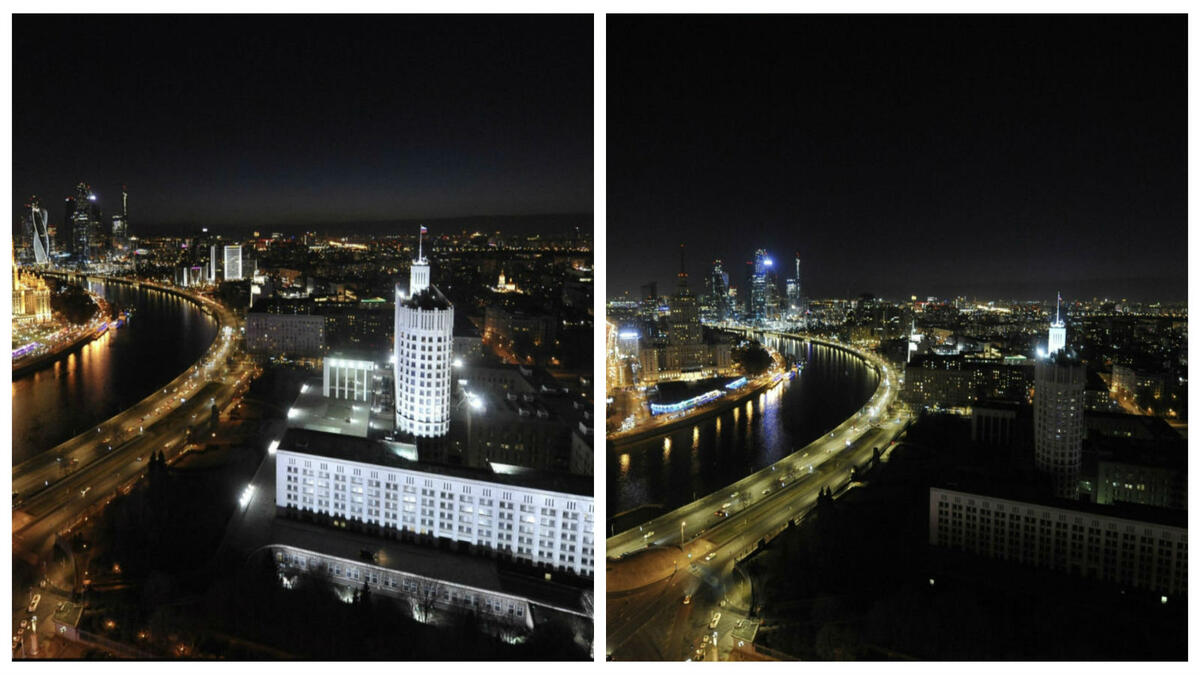 البيت الأبيض الروسي، مقر الحكومة، قبل وأثناء ساعة الأرض.