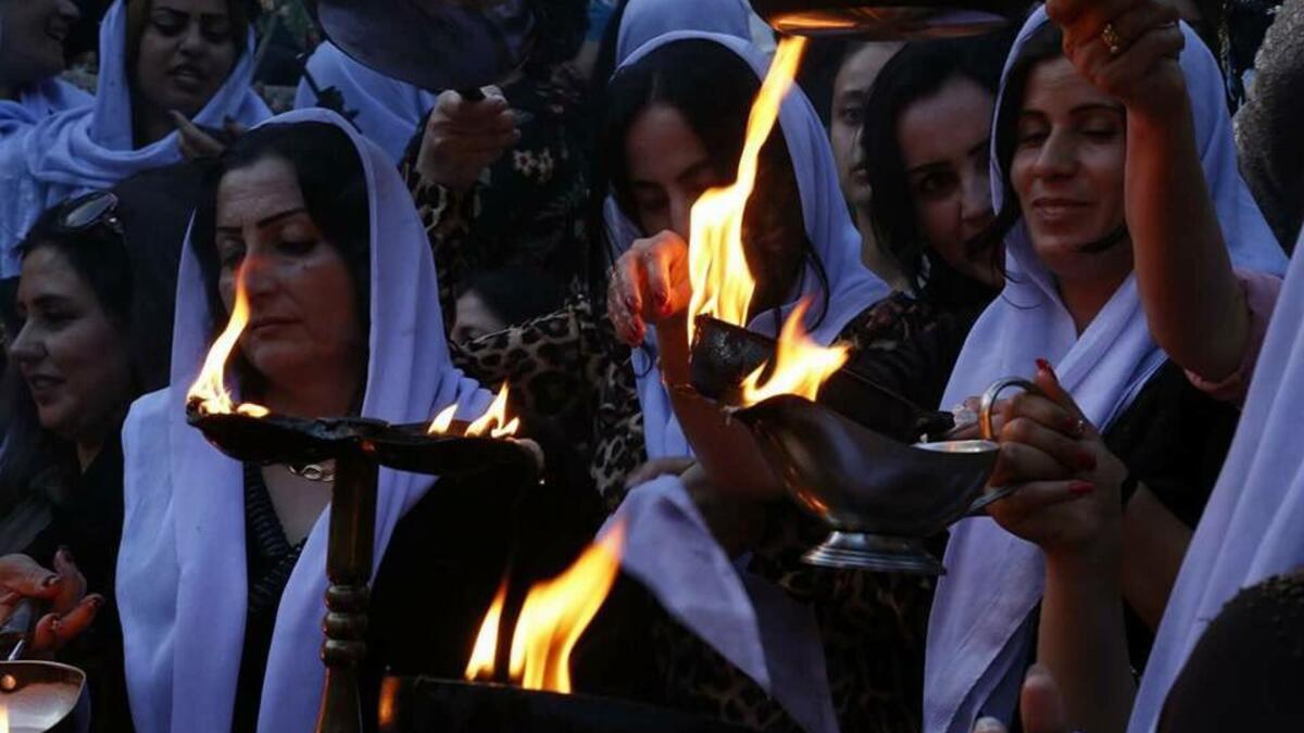 Yazidis in northern Iraq celebrating the Festival of Assembly (Twitter)
