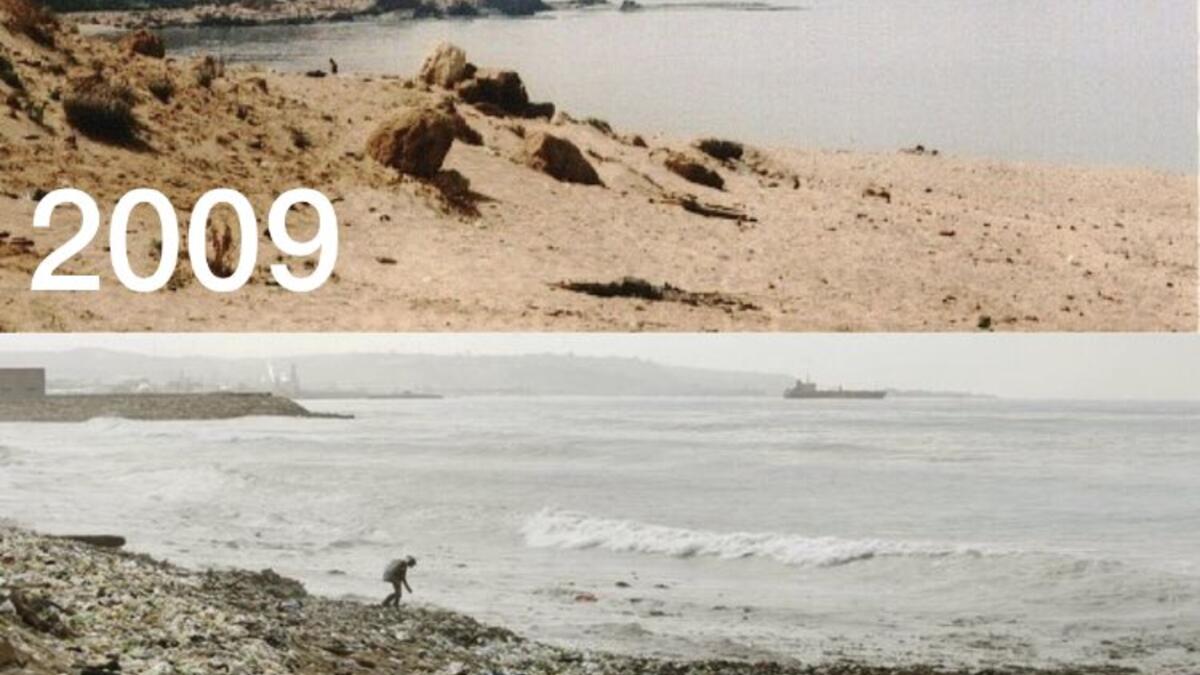Lebanon beach in 2009 VS in 2019. (Twitter)