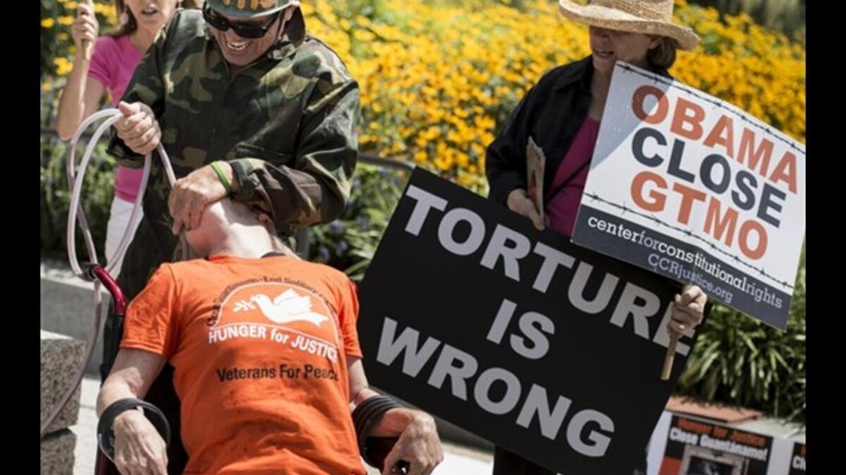Force Feeding, Quite often hunger striking prisoners are force fed in order to keep them alive (to be further tortured). The World Medical Association holds that it is unethical for a doctor to participate in force feeding. Basically, it violates international law. (AFP/ File Photo)