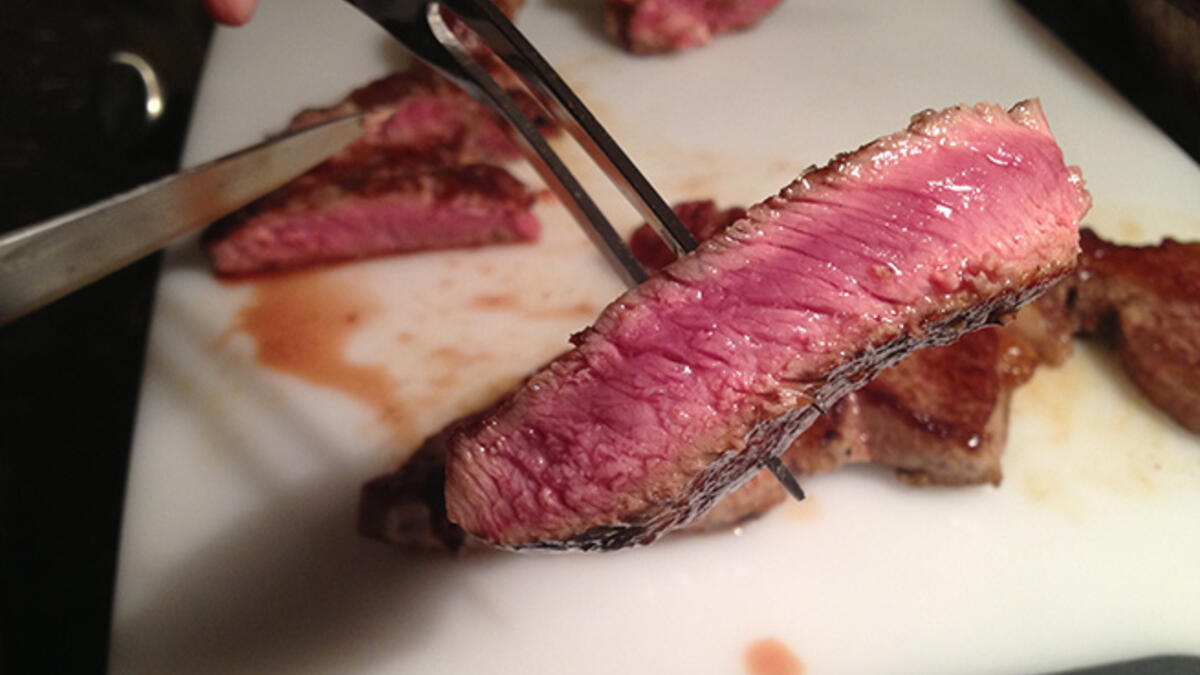 pink bloody steak medium rare