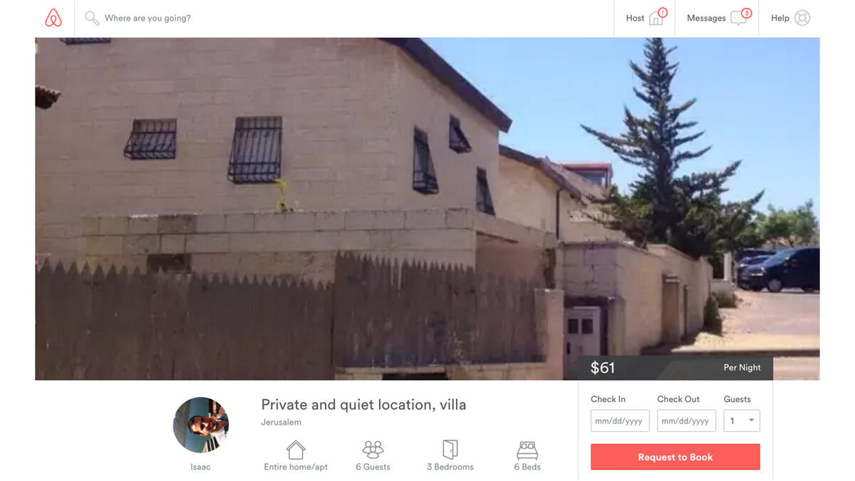 airbnb israel settlements