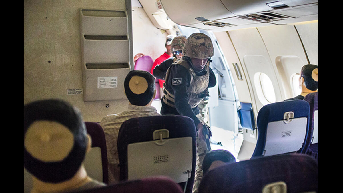 The Jordan team participates in the Airbus seizure event, in which a team boards a passenger aircraft during a “hostage” situation and shoots a suspected militant.