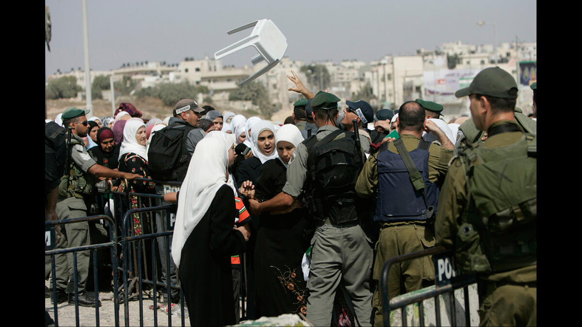 Women at Israeli checkpoint