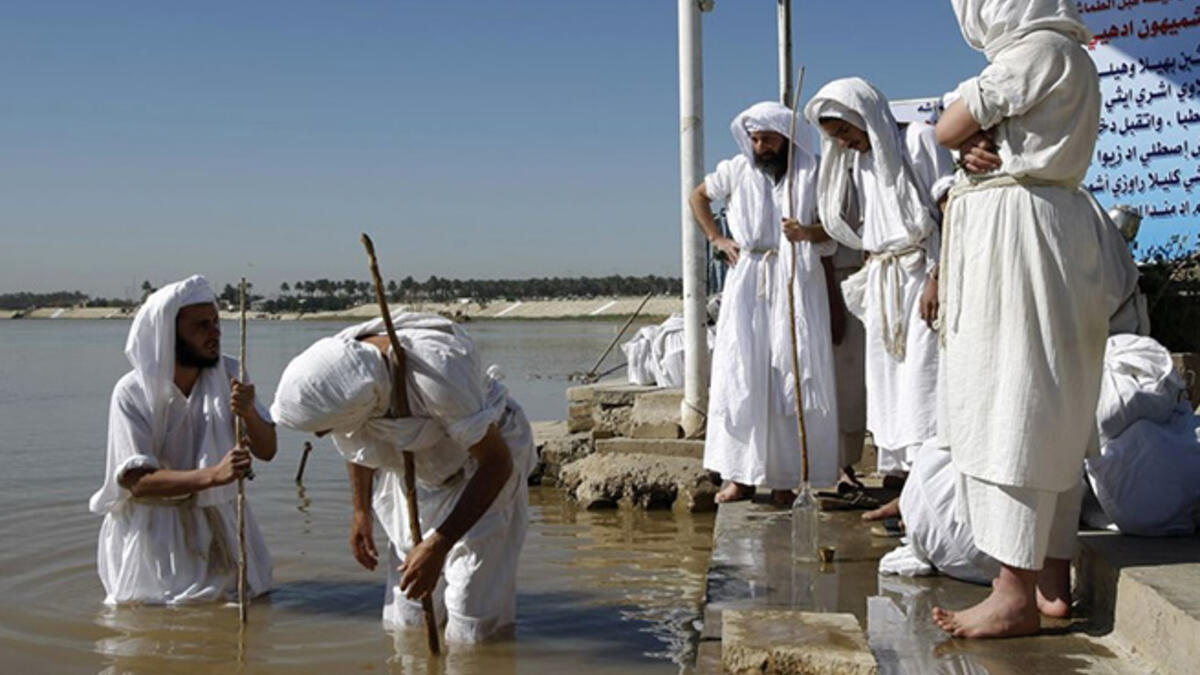Mandaeans date back for millennia; now found in lower Iraq and southwestern Iran. They speak Arabic, Farsi, and Mandraic - their own religious language. Known for extreme pacifism, they believe only God may take a life. These monotheists face the North Star during prayer, bathe in moving water on Sundays, and view John the Baptist as their savior.