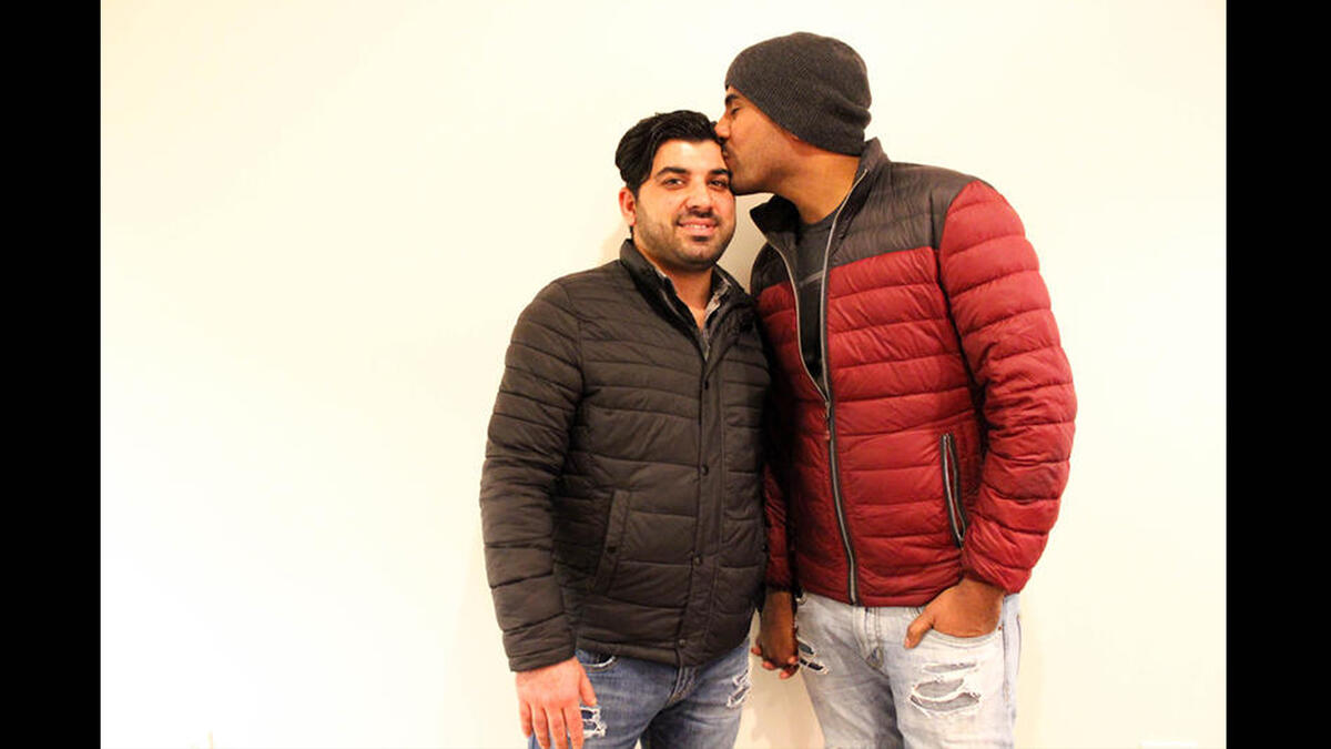 Betu Allami and Nayyef Hrebid met during the 2004 siege of Ramadi. Hrebid was a translator for the US, and Allami was an Iraqi soldier. "I saw him," says Hrebid, 'and I was like...he is perfect.' Now married, and living in Seattle, hear their story of escape from Iraq where being gay could mean jail or worse, on KUOW radio. (Image from kuow.org)