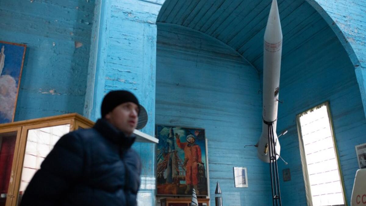 A man visits the space museum located in Saint Paraskeva church in Pereyaslav-Khemlnytsky, a small town some 80 kilometers southeast of Kiev on January 11, 2019.
ALEKSEY FILIPPOV / AFP