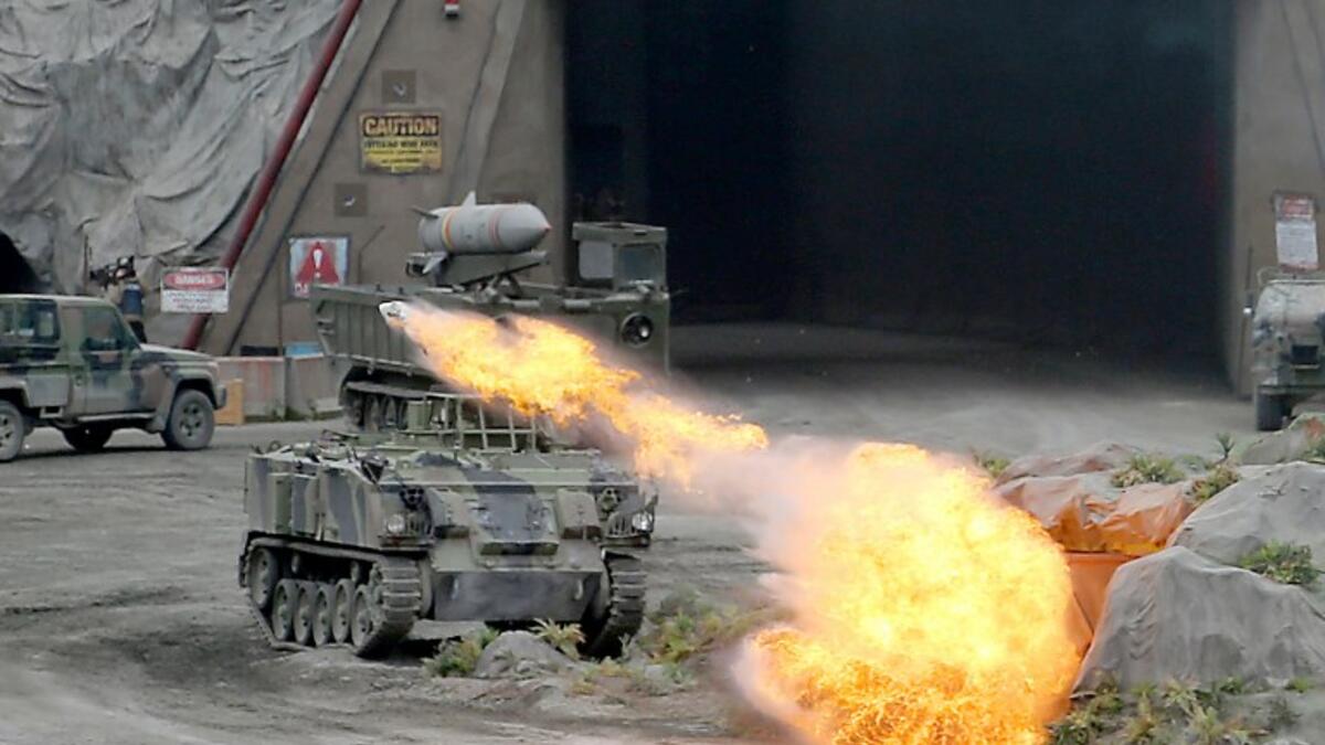Members fo the UAE Armed forces perform a military drill during the opening of the International Defence Exhibtion and Confrence at the Abu Dhabi National Exhibtion Centre on February 17, 2019. 
AFP