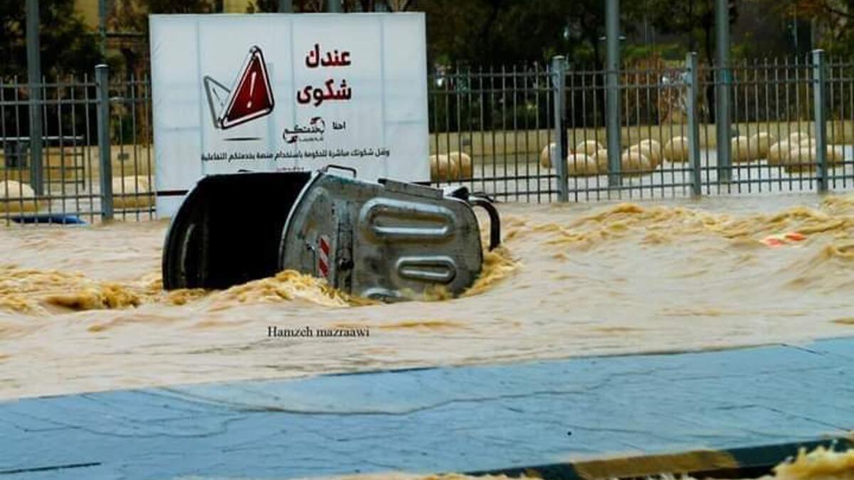 Floods in Jordan left many financial losses. (Twitter)