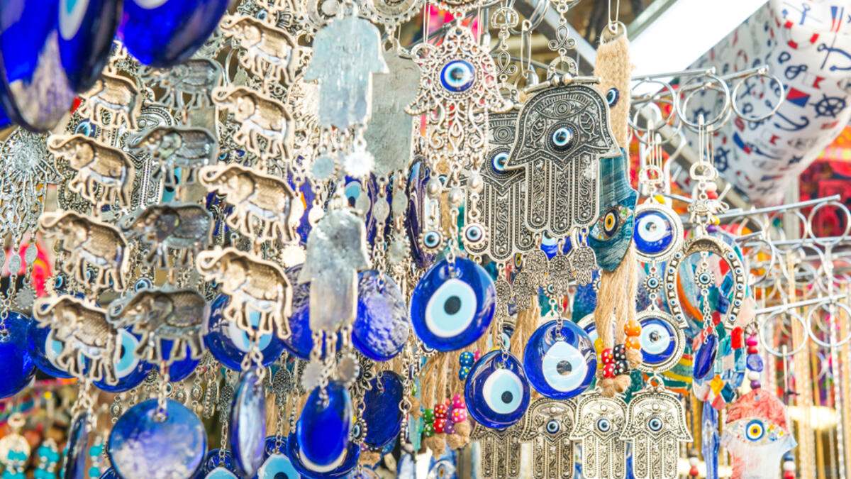 The open hand with blue eye, khamsa, can protect you against any evil. Spreading your right hand open towards or in the face of evil is supposed to protect you from any harm. (Shutterstock/ File Photo)