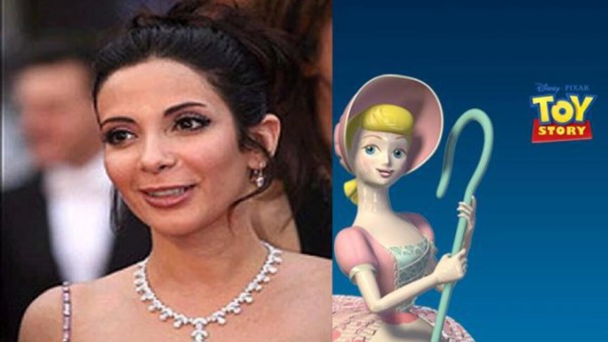 منى زكي والتى لعبت شخصية بو بيب في فيلم حكاية لعبة، وشخصية الأميرة كيدا من فيلم أطلانتس القارة المفقودة.