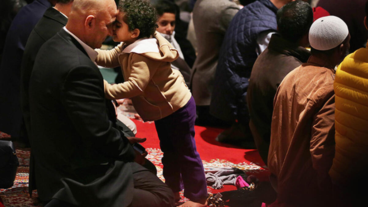In a historic service, Muslims participate in a Friday prayer November 14, 2014 held at the National cathedral in Washington DC for the first time. The special prayer service was held in a show of interfaith solidarity for religious minorities under attack in the Middle East.