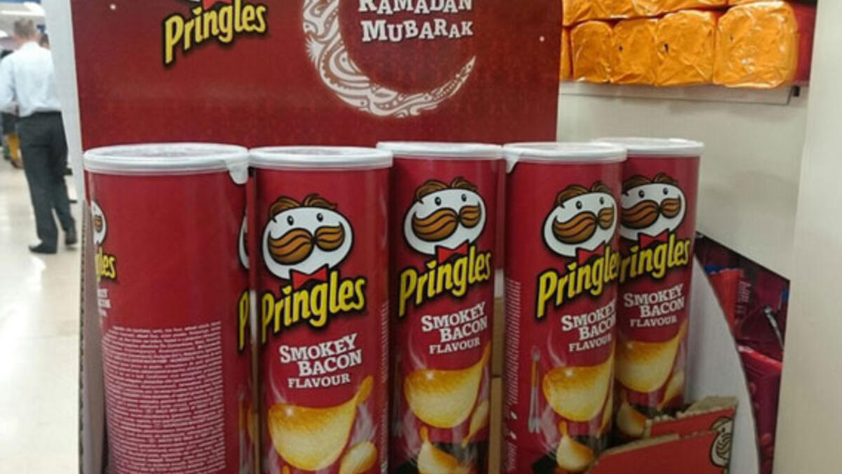 Good intention but maybe slightly missed the point. Pringles whishes a happy Ramadan with Bacon flavored chips. Pork is one of the forbidden foods in Islam. Advertising it during Ramadan might not get you the greatest returns.
