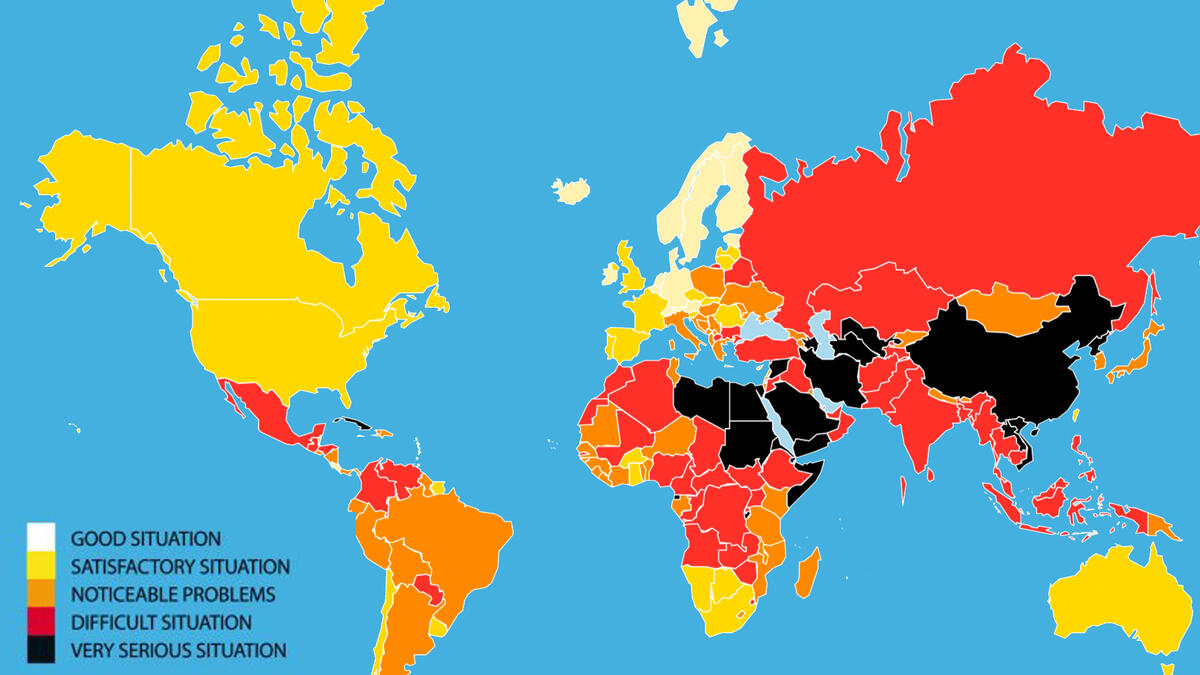 The Press Freedom Index 2017 shows an increase in the number of countries where the media freedom situation is grave. The Index evaluates pluralism, independence of the media, quality of legislative framework and safety of journalists in each country.