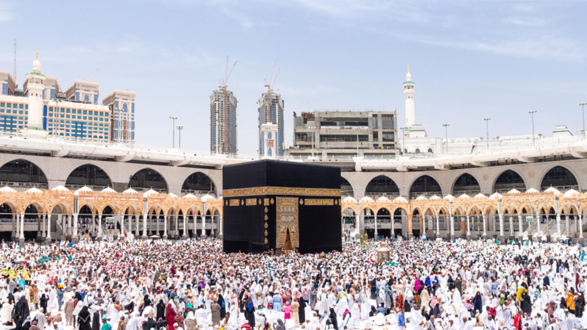 Holy Kaaba inside Masjid Al Haram or Grand Mosque of Mecca. People walking around 7 circles making Tawaf, a part of Hajj and Umrah. (Shutterstock/ File)