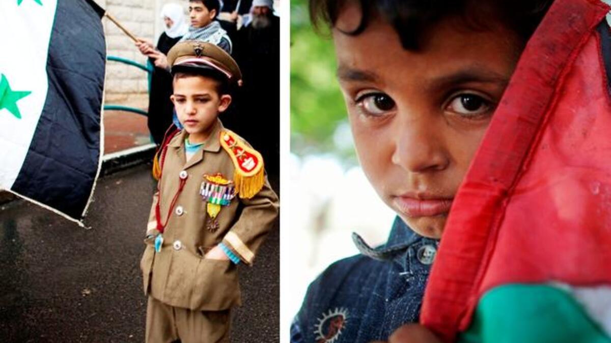 Palestinian children, Syrian children in military flares