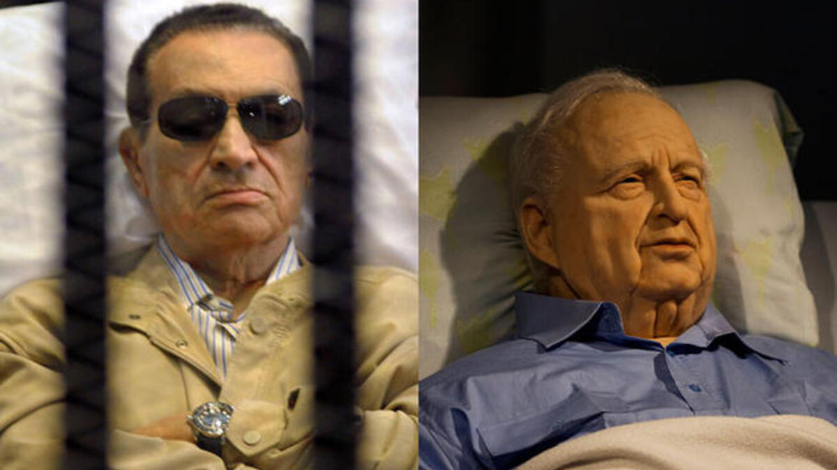 حسني مبارك:
ربّما كان لشارون داعماً واحداً في العالم العربي: الرئيس المصري الأسبق حسني مبارك.
يبدو أن مبارك كان منبهراً بانسحاب شارون من غزّة، مما دعاه للقول عام 2005: "شارون قادر على تحقيق السلام".