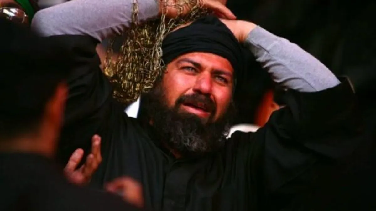 Woe & lament: So intense is the mood of mourning about the occasion, that, akin to the Passion
Play of Christ, intense grief, re-enacting the anguish of Hussein's slaying, is displayed to re-inflame the people's memory 
of the historical act of injury & perceived injustice committed to prevent the Prophet's blood lineage of succession.