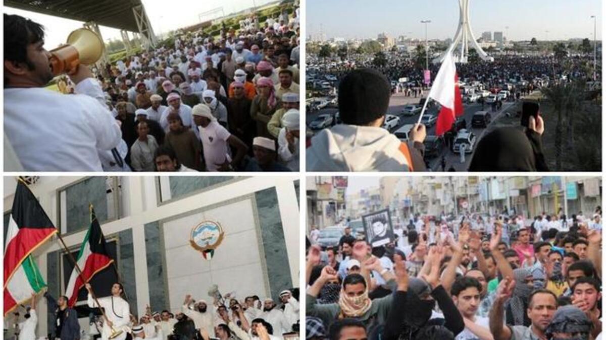 The GCC side-steps trouble, with the glaring exception of Bahrain, curbing real threat from tiny protest pockets, by bribery: Still, Kuwait faced a parliamentary storm; Oman saw small protests; SA contended with East coast Shia protests. Bahrain struggles with its epic bloody crisis where Shia-led rallies demand an end to the 40 yr plus rule.