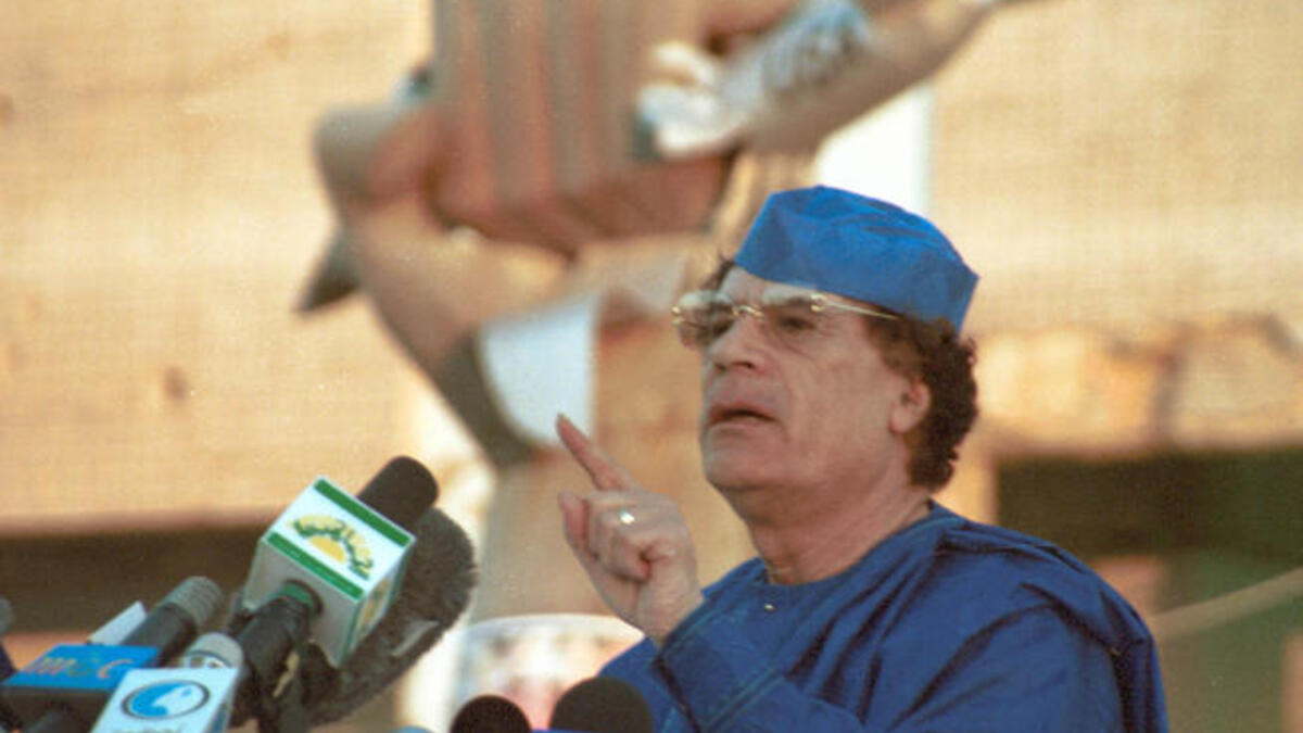 Renowned for being the Father of International Terrorism: Gaddafi defended his position at his compound--that was bombed by the U.S. in 1986--in Tripoli, Libya.