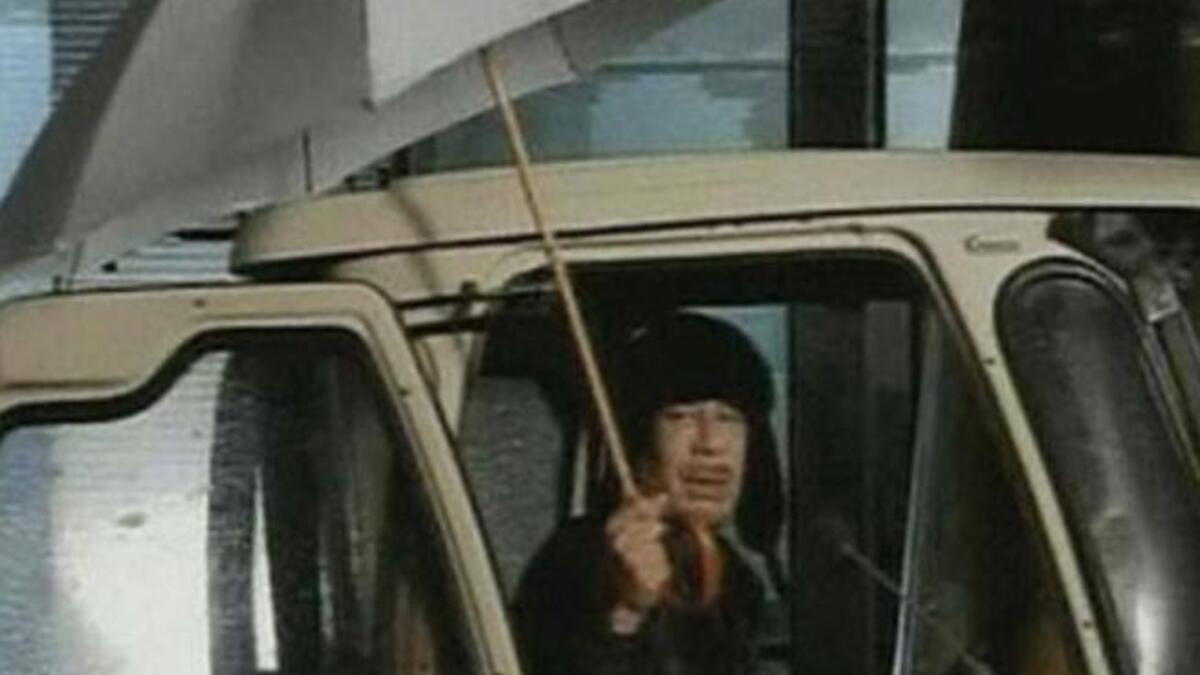 "God is on Gaddafi's side, lending him forces of nature like rain and storms. The rain falls whenever he speaks to his people."
Think back to the apologetic Umbrella Speech.