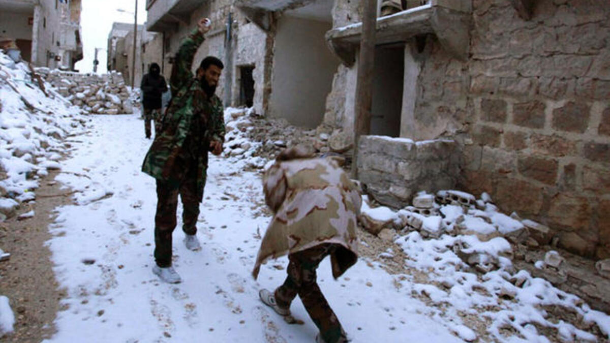 syria rebels snow