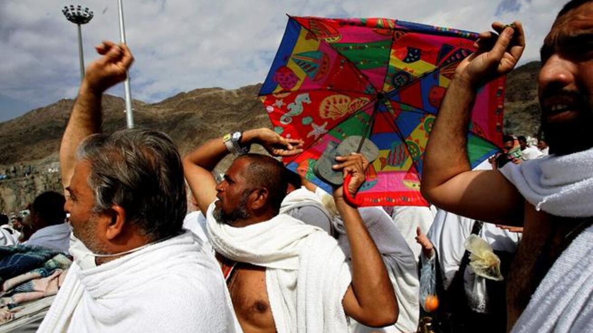 10th day: (officially day Eid begins) In the morning, pilgrims return to Mina and throw their share of stones, an initial 7, at pillars called
 Jamraat. These represent the devil. This act of casting stones is called Rami.