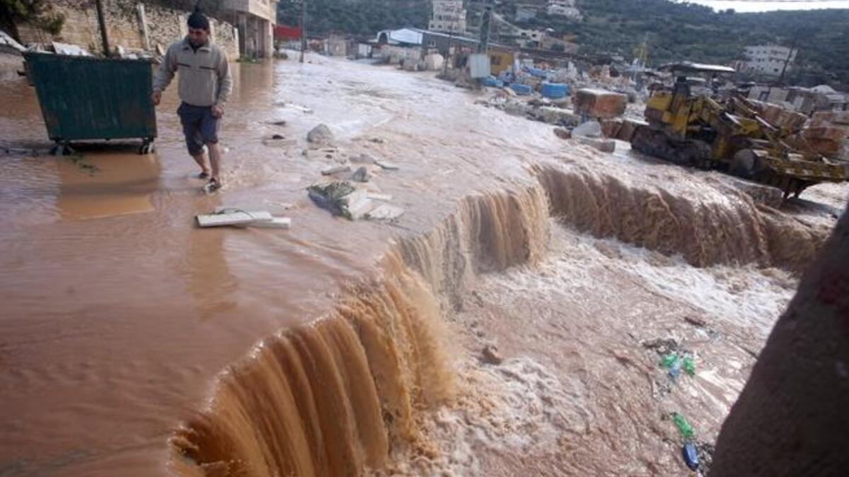 West bank floods from the Middle East snow and rain storm