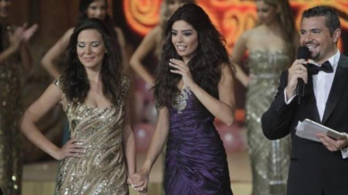 Miss Lebanon 2011 Yara Khoury Mikael reacts as she is named Miss Lebanon 2011 beauty contest.