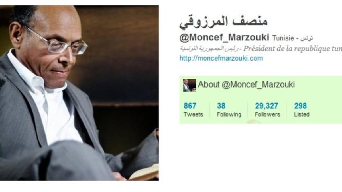 @Moncef_Marzouki: another good will tweeting politician who supplies a dual track of Arabic & French posts. This Tunisian human rights activist, physician, lawyer-newly elected interim President of Tunisia tweets updates on the leading Arab Spring Tunisia. He even includes traffic reports, tweeting when a road was closed. He blogs too.
