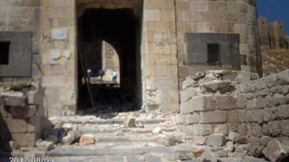 Aleppo’s citadel in Syria destroyed.