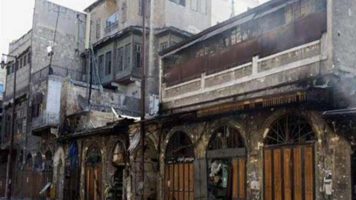 ancient Aleppo’s souk in syria destroyed.