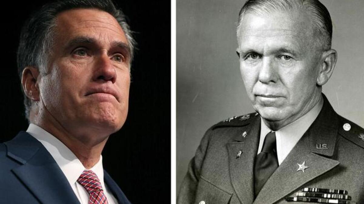 Mitt Romney (L) and George Marshall (R)