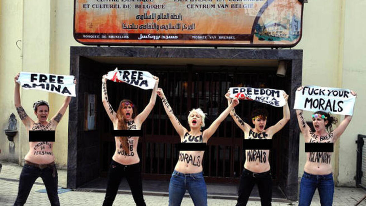 Brussels Belgium Topless Jihad