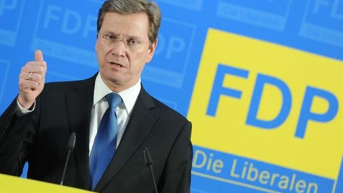 German Foreign Minister and vice-chancellor Guido Westerwelle gives a press conference to comment on WikiLeaks release of US diplomatic cables on November 29, 2010 in Berlin.