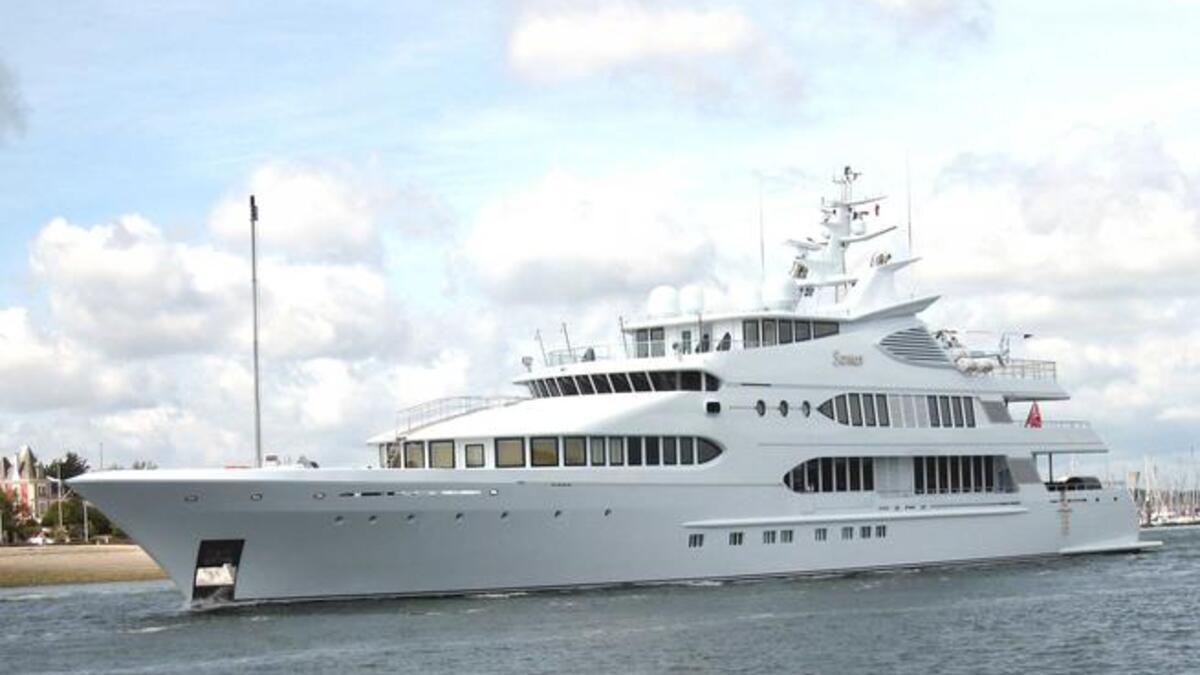 Samar- flamboyant Kuwaiti-owned luxury yacht. Reputedly owned by a Kuwaiti businessman, this flashy yacht is fit enough for a Queen, and brags a helipad, Jacuzzi, open bar, slide garage, movie theater. 95 million Euros.