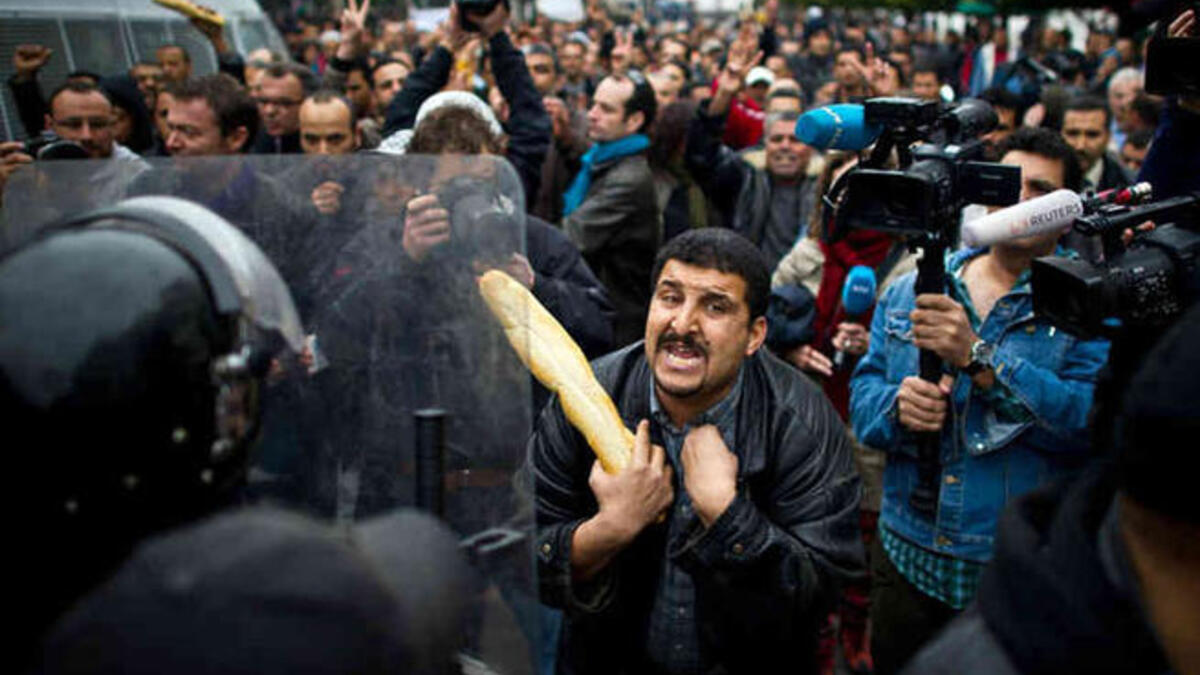 Tunisia protest baguette